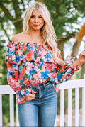 Floral Print Ruffled Off Shoulder Blouse