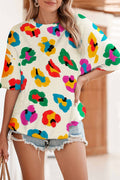 Leopard Drop Shoulder Oversize Tee
