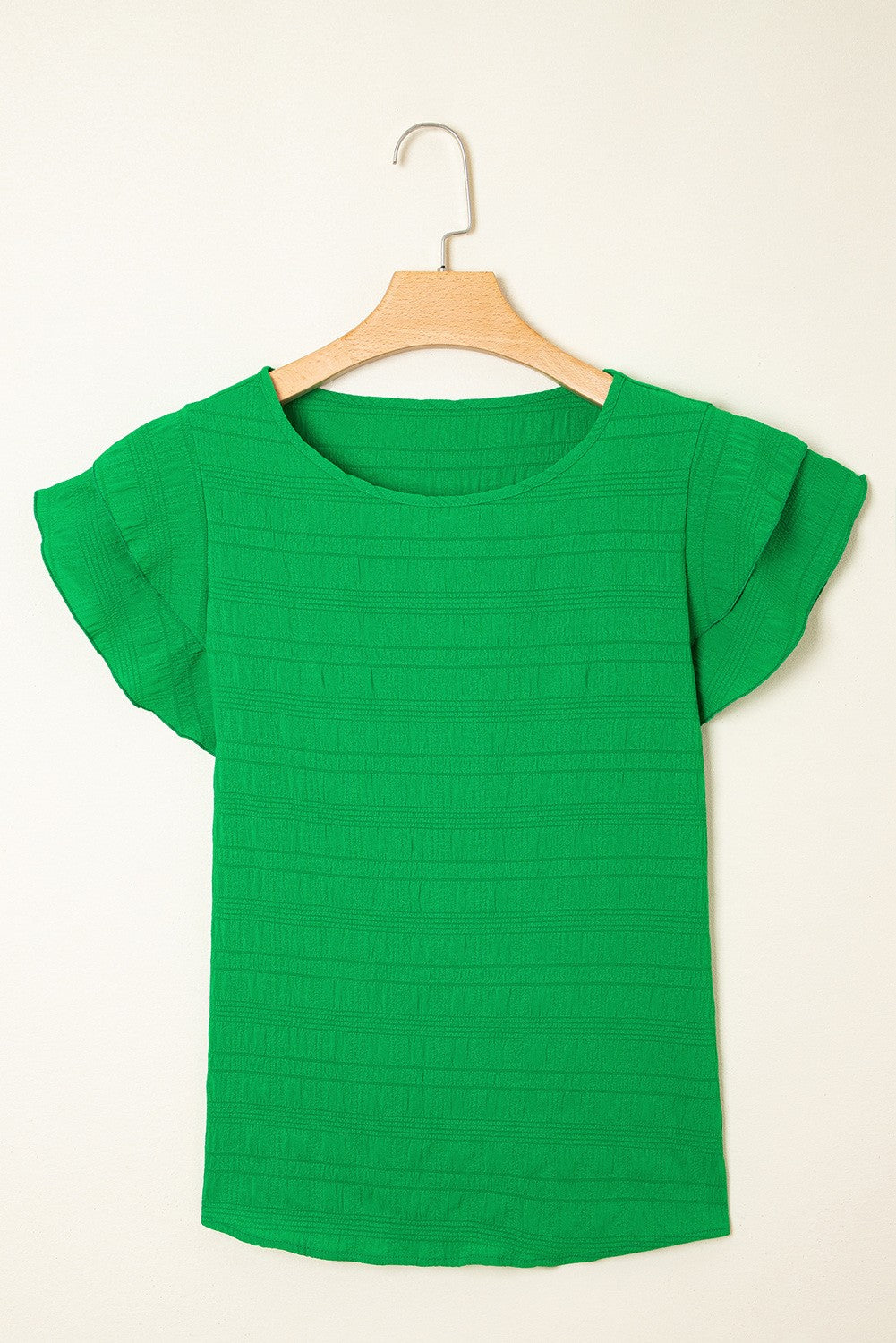 Ruffle Sleeve Textured Smocked Blouse