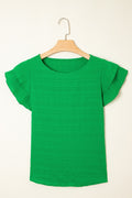 Ruffle Sleeve Textured Smocked Blouse