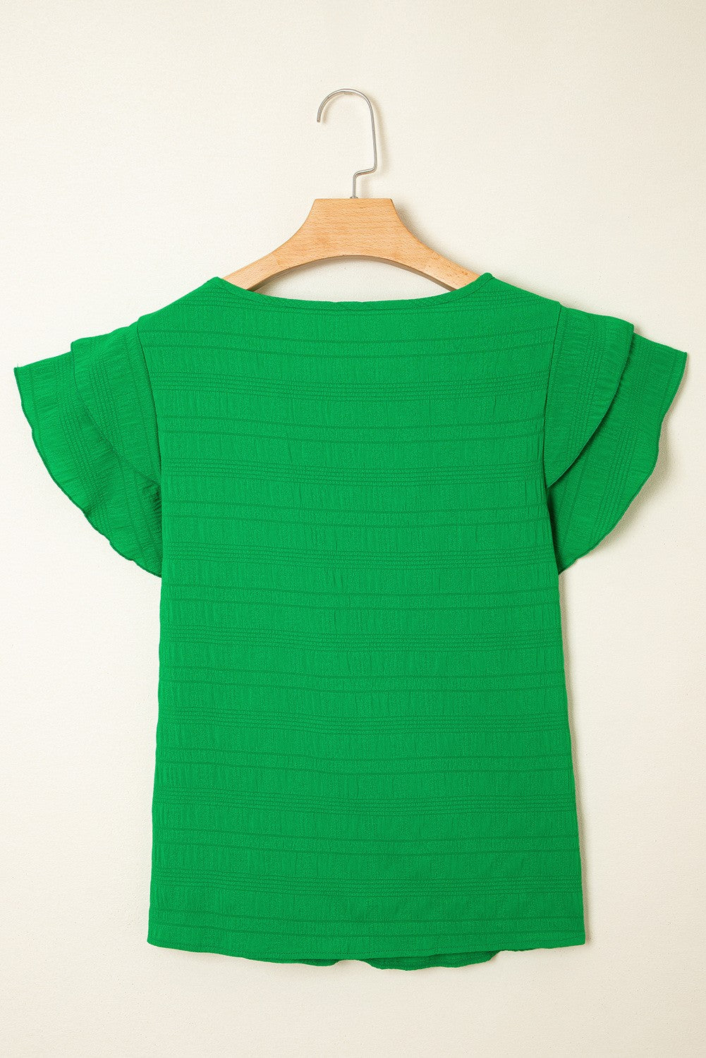 Ruffle Sleeve Textured Smocked Blouse